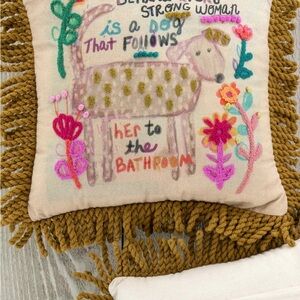 NATURAL LIFE Multicolor Embroidered Pillow with Cream Base